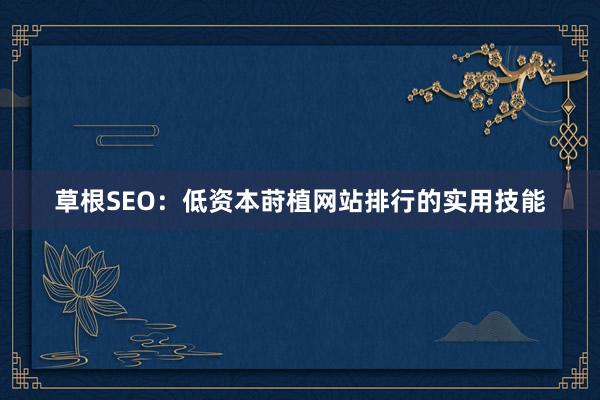 草根SEO：低资本莳植网站排行的实用技能